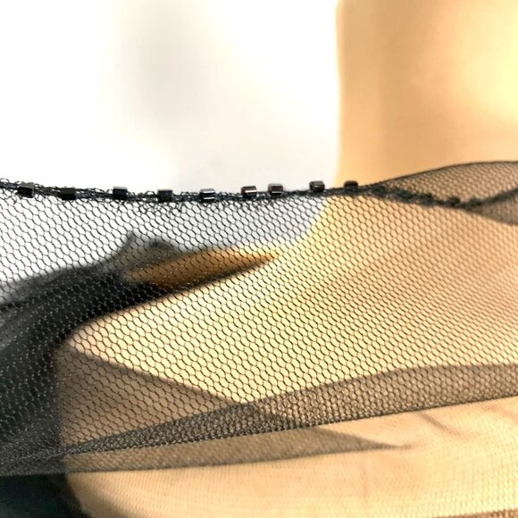 Sheer Illusion Lace Evening Gown Black Beaded Maxi 8 Formal Prom Black Tie - Picture 10 of 12